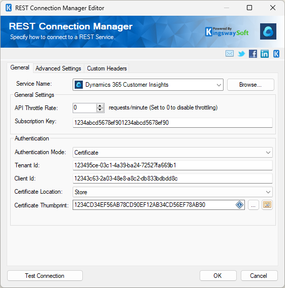 SSIS Dynamics 365 Customer Insights Connection Manager - Certificate SSIS Dynamics 365 Customer Insights Connection Manager - Certificate